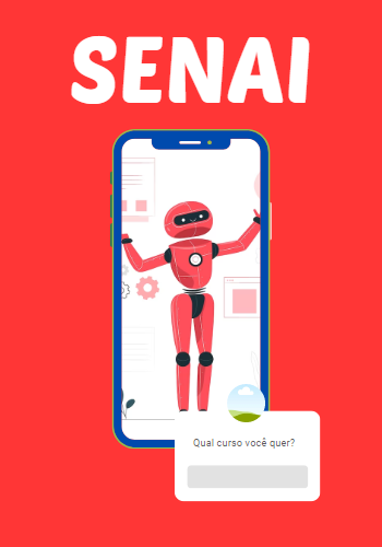 Um celular com uma imagem de um robô dentro Inscrições SENAI 2024
